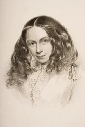 Elizabeth Barrett Browning im März 1859, graviert von G. Cook